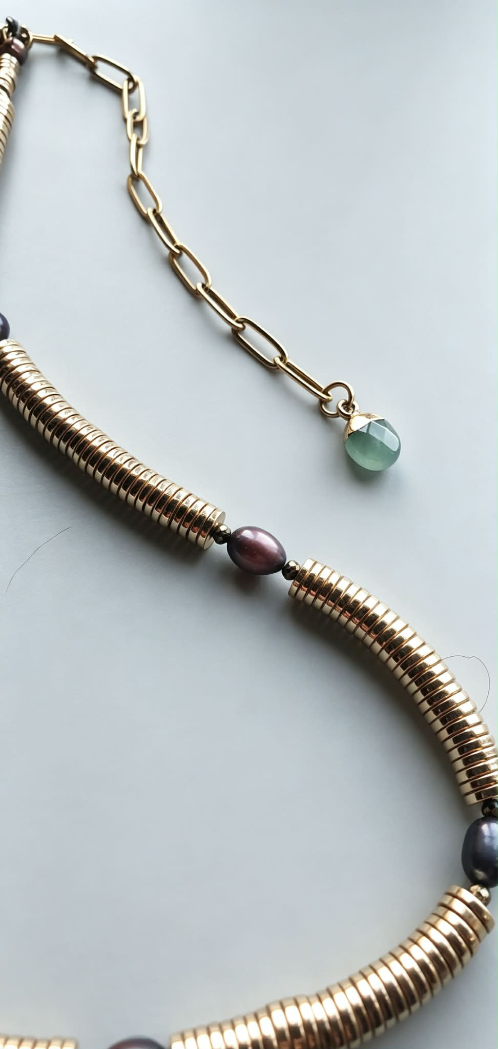 Metallic Pearl Beaded Gemstone Necklace
