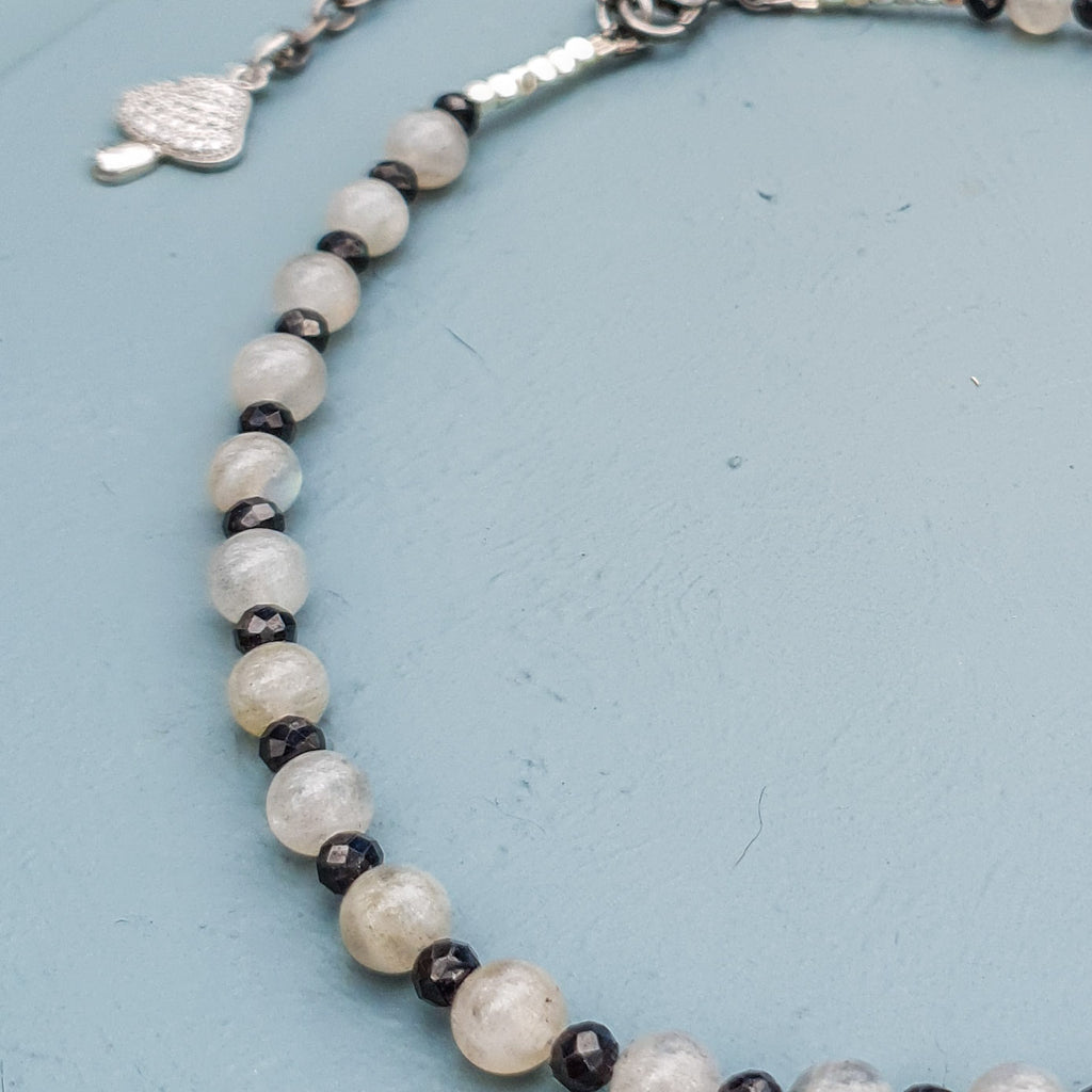 Moonstone & Black Spinel Gemstone Necklace