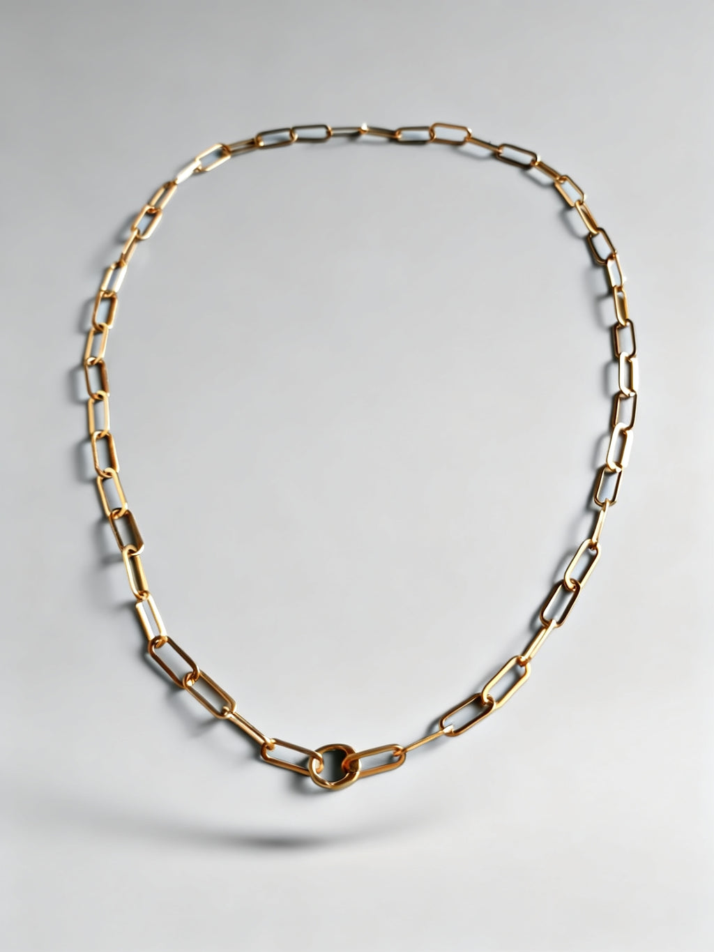 Chunky Paperclip Gold Necklace with Freedom Lock