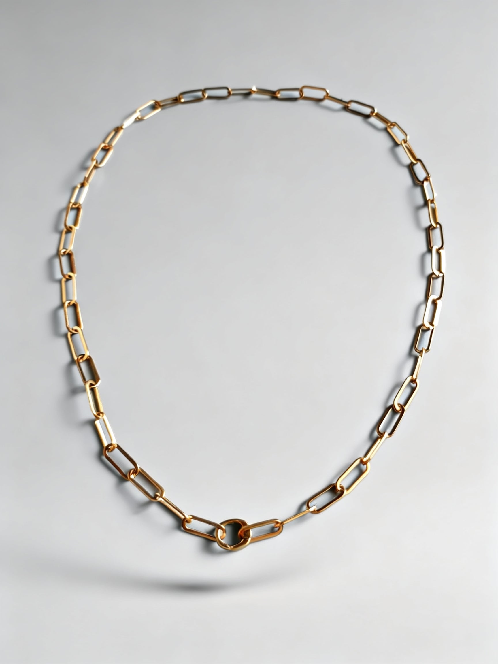 Chunky Paperclip Gold Necklace with Freedom Lock