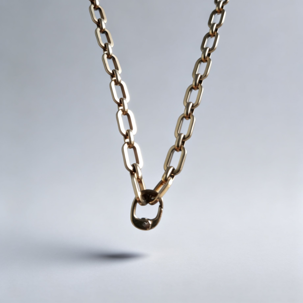 Link chain Gold Necklace with Lock