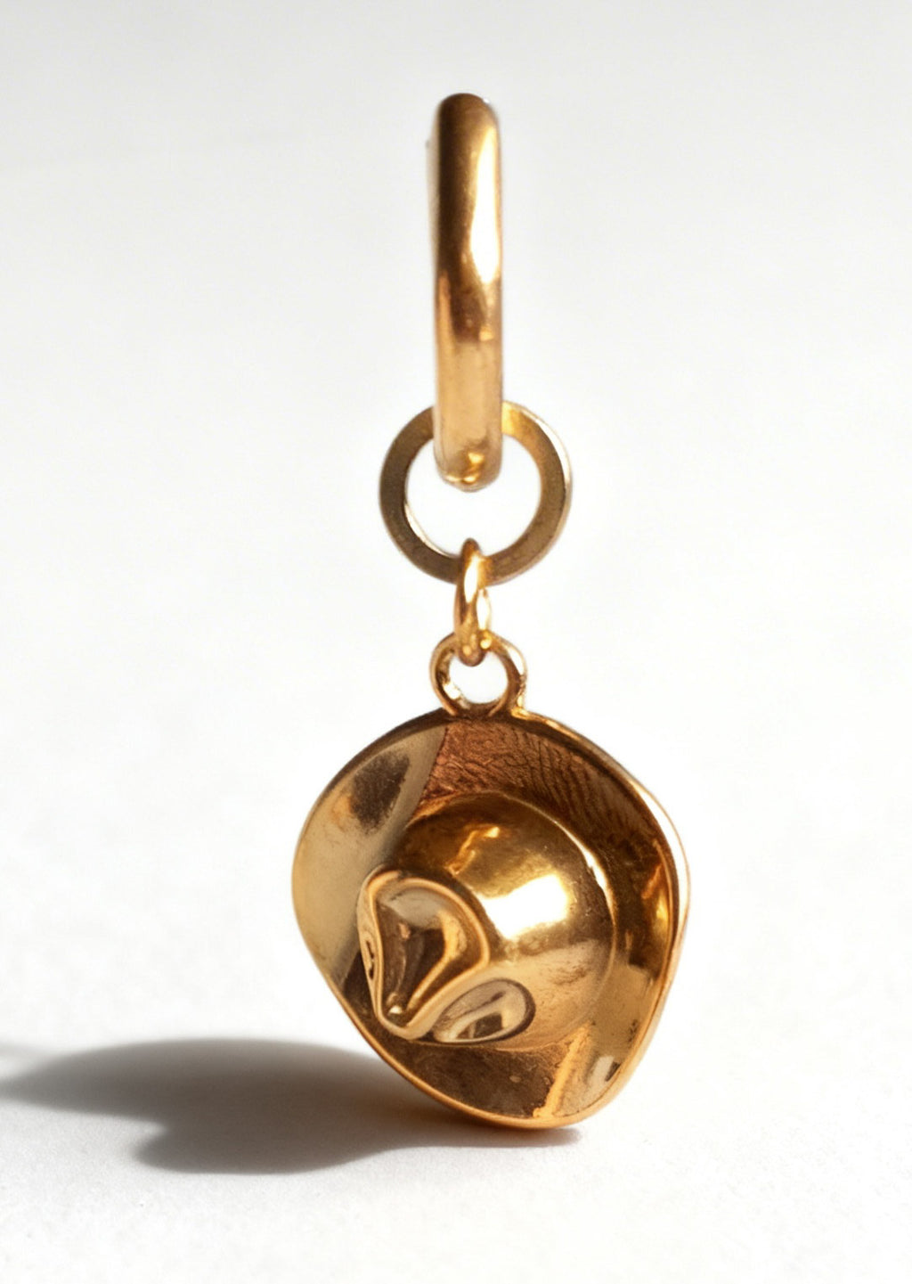 Gold Cowboy Hat Charm Classic Hex Huggie