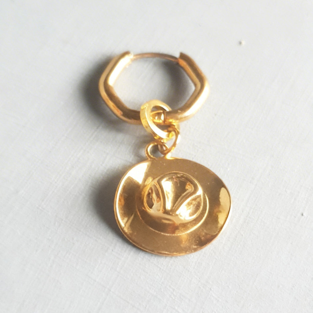 Gold Cowboy Hat Charm Classic Hex Huggie