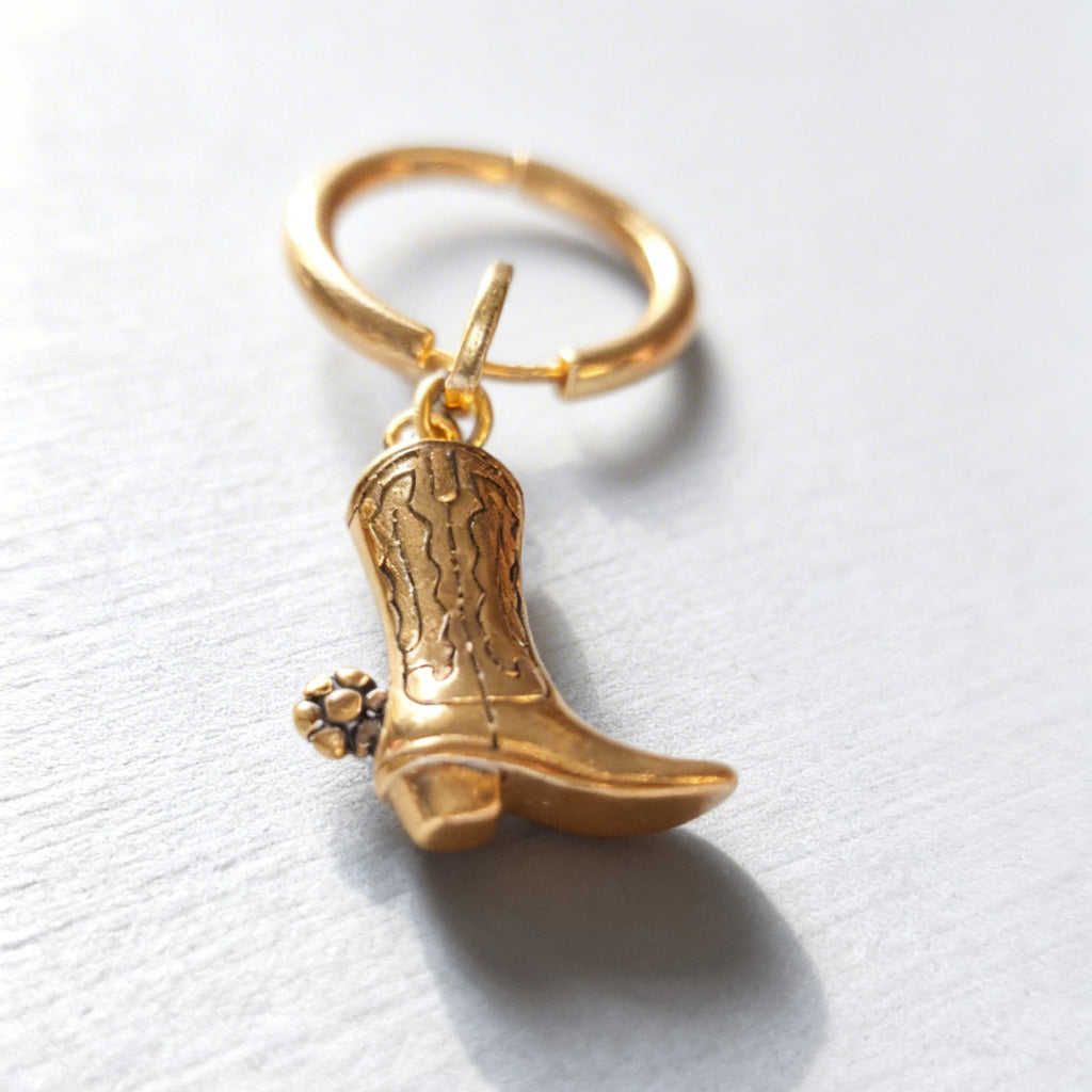 Gold Cowboy Boot Large Hoop Huggie