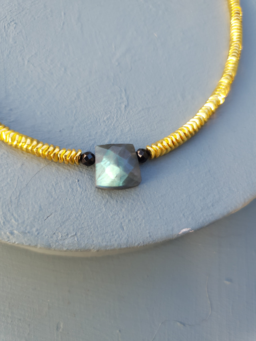 Golden Hematite, Labradorite, Black Spinel & Pyrite Necklace