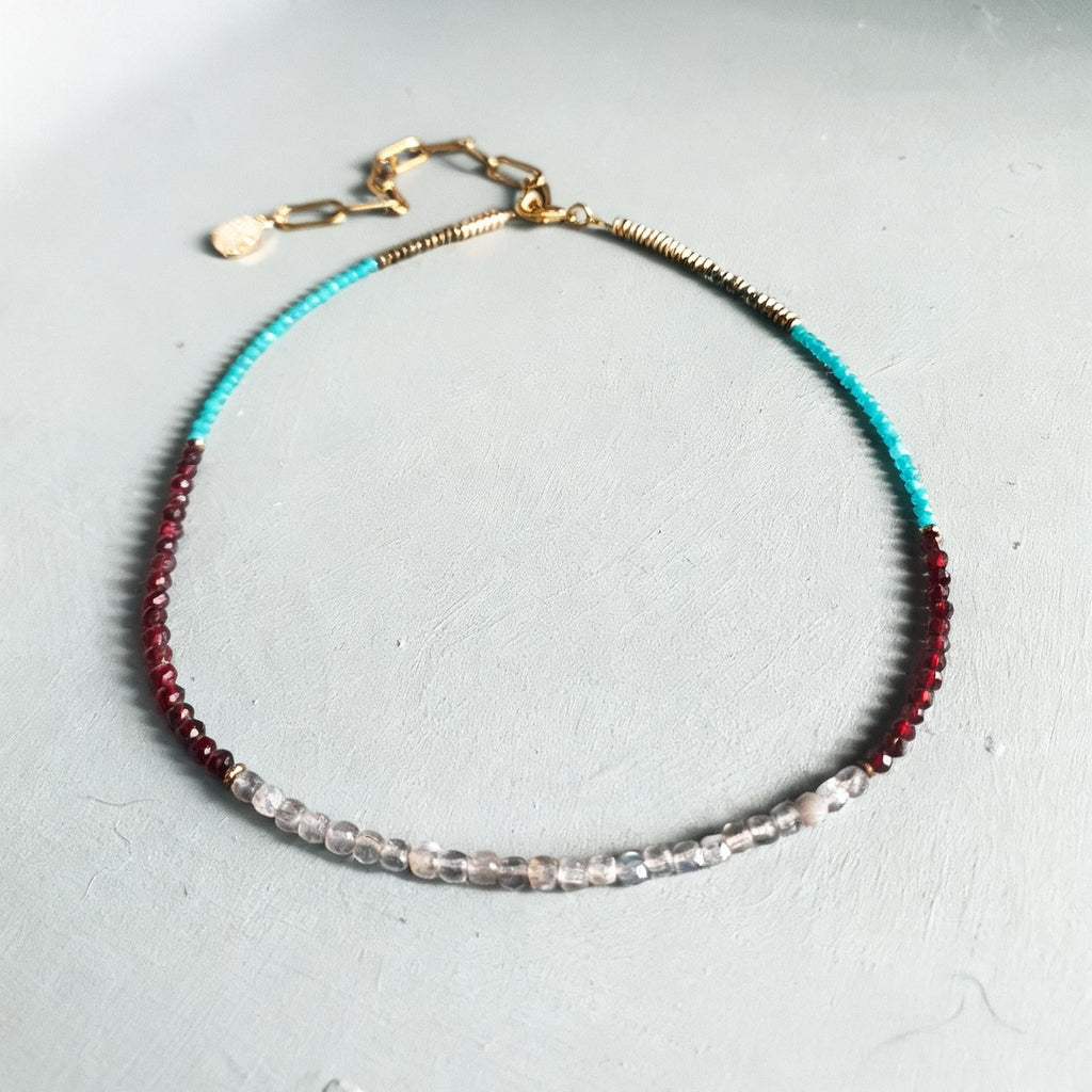 Neon Apatite, Labradorite & Garnet Gemstone Princesses Necklace
