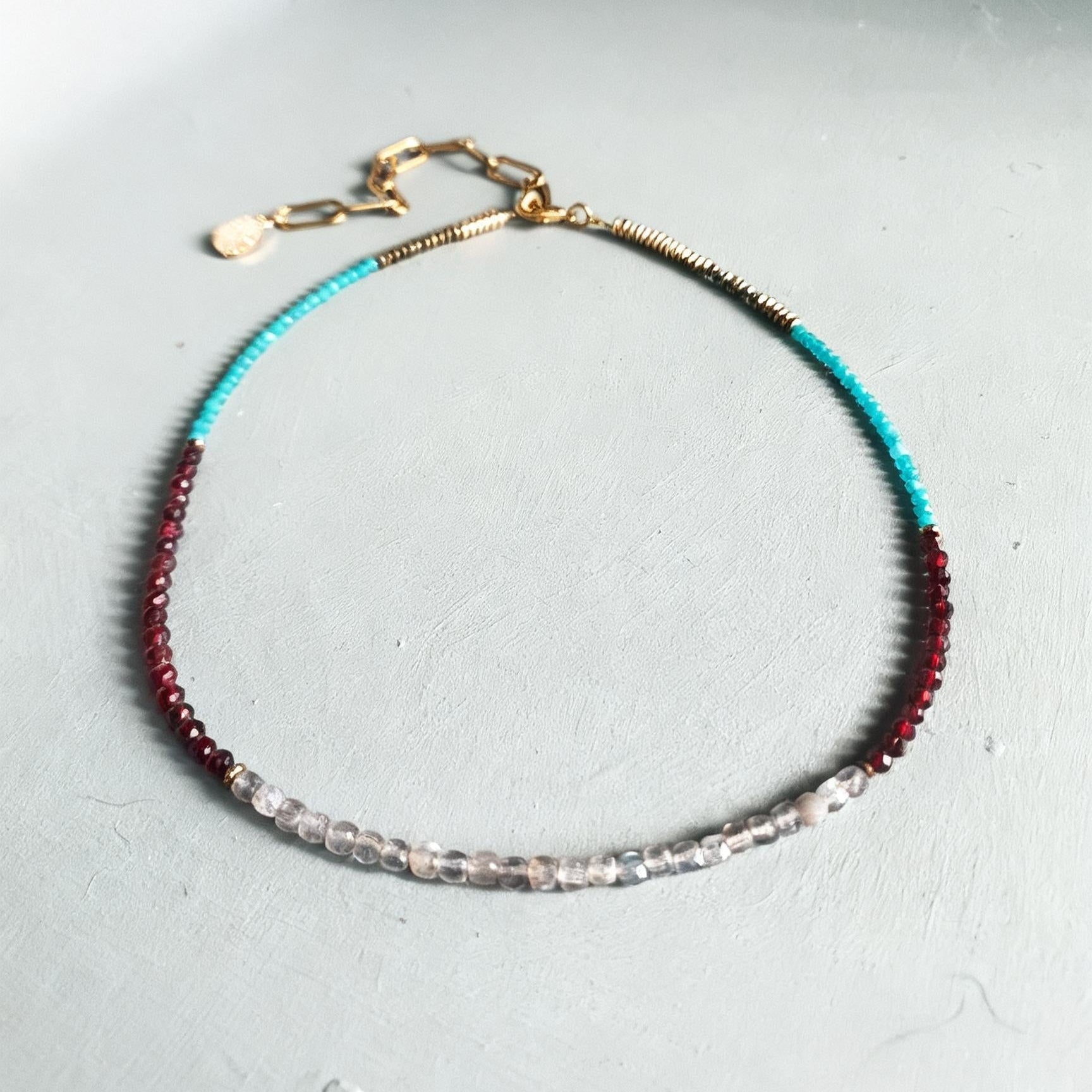 Neon Apatite, Labradorite & Garnet Gemstone Princesses Necklace