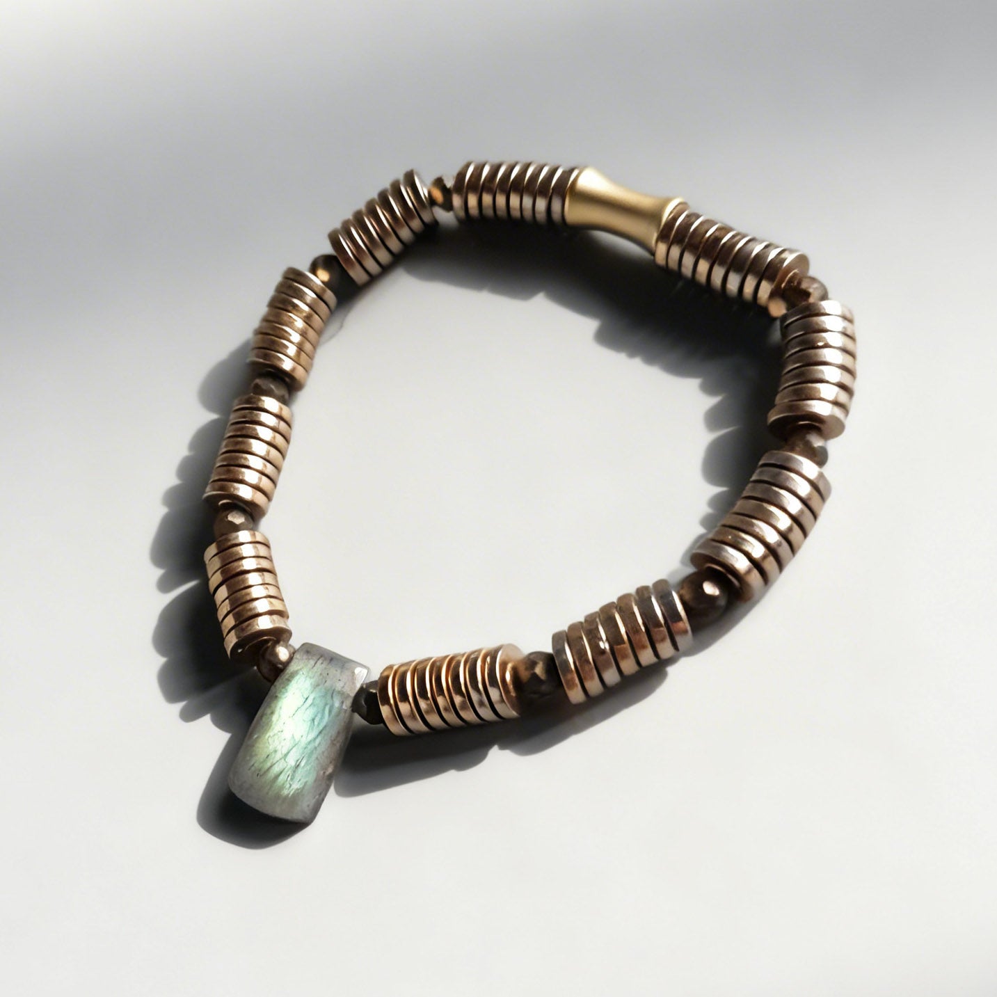 Labradorite & Golden Hematite Stretch Bracelet