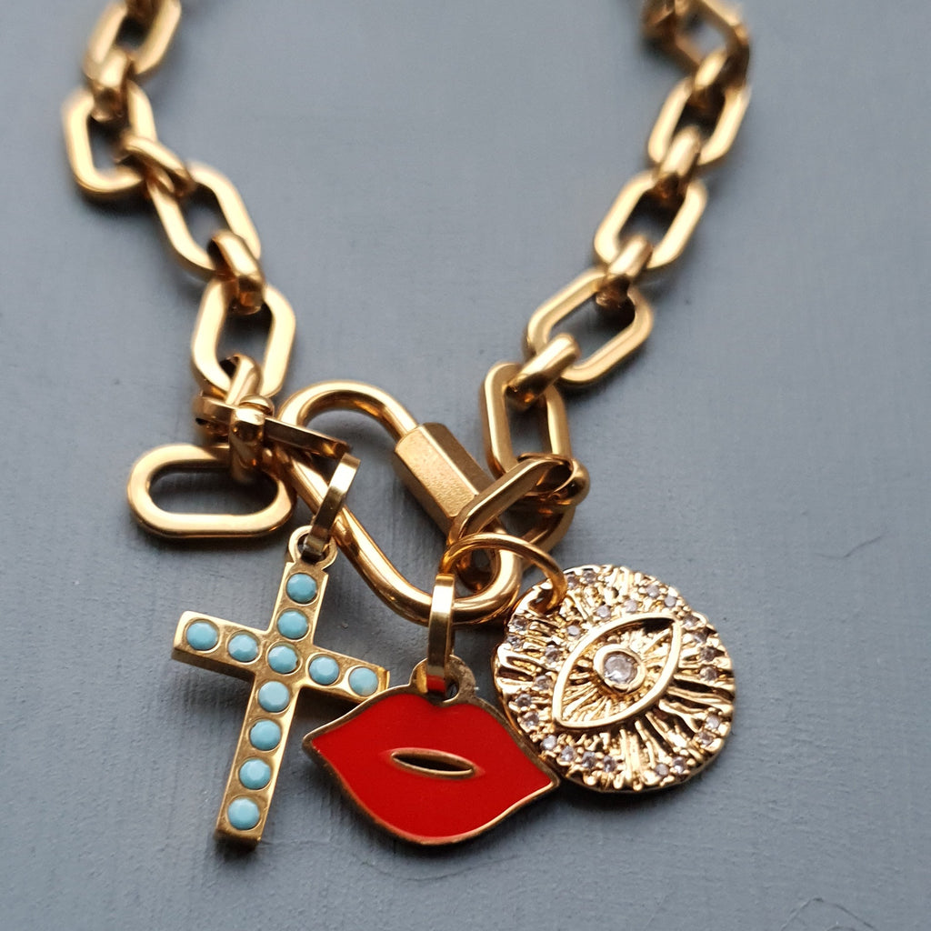 Turquoise Cross Charm