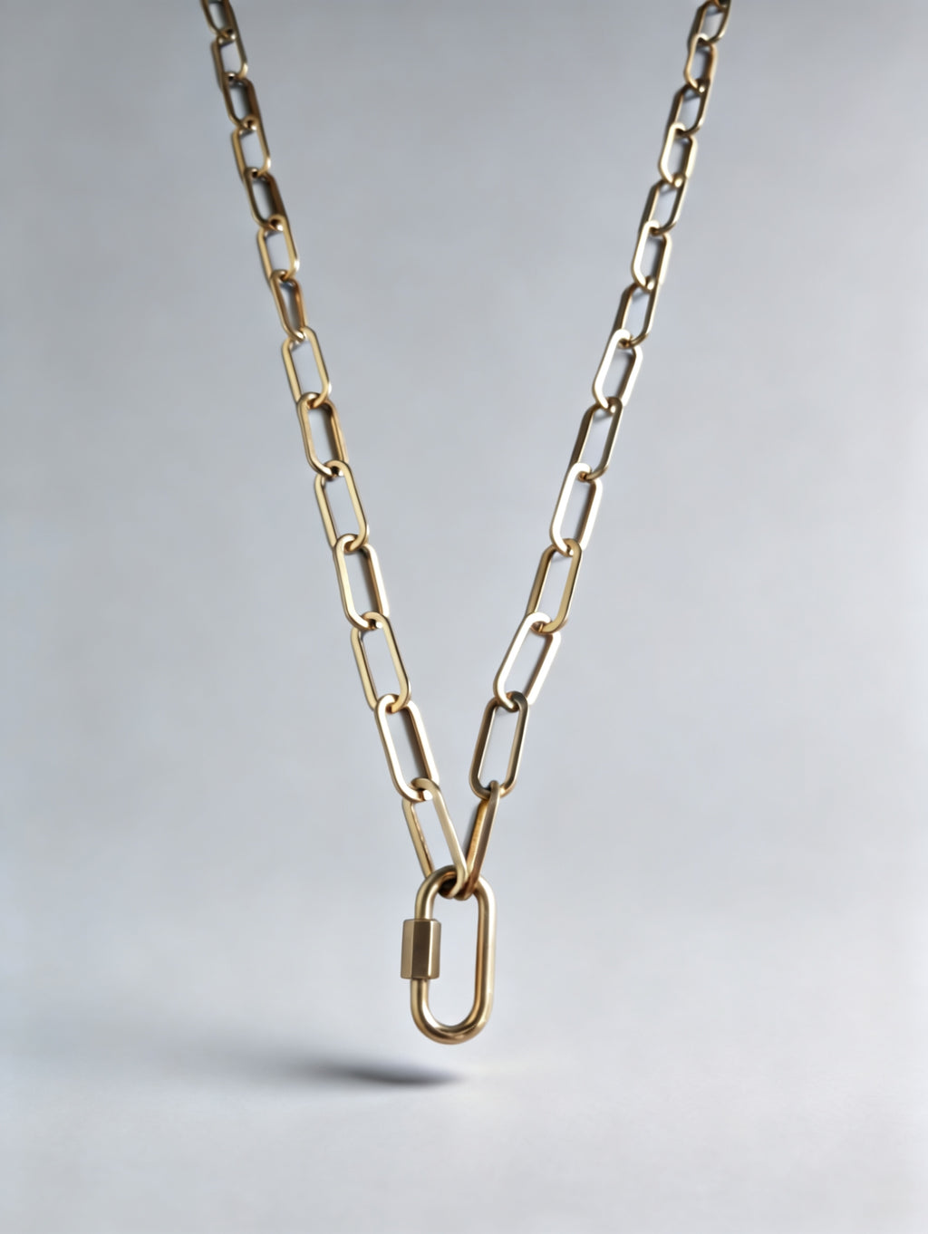 Chunky Paperclip Gold Necklace with Freedom Lock