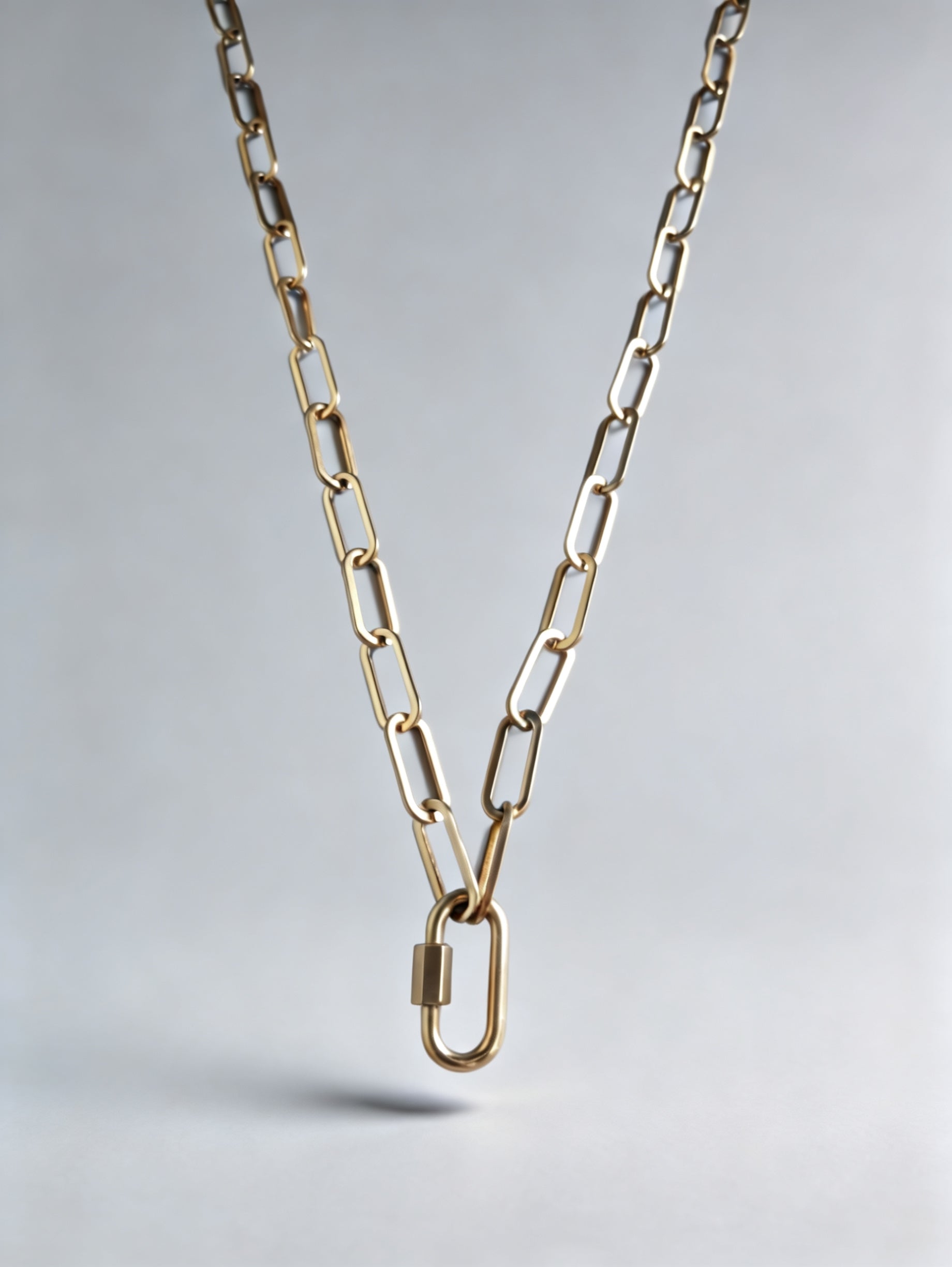 Chunky Paperclip Gold Necklace with Freedom Lock