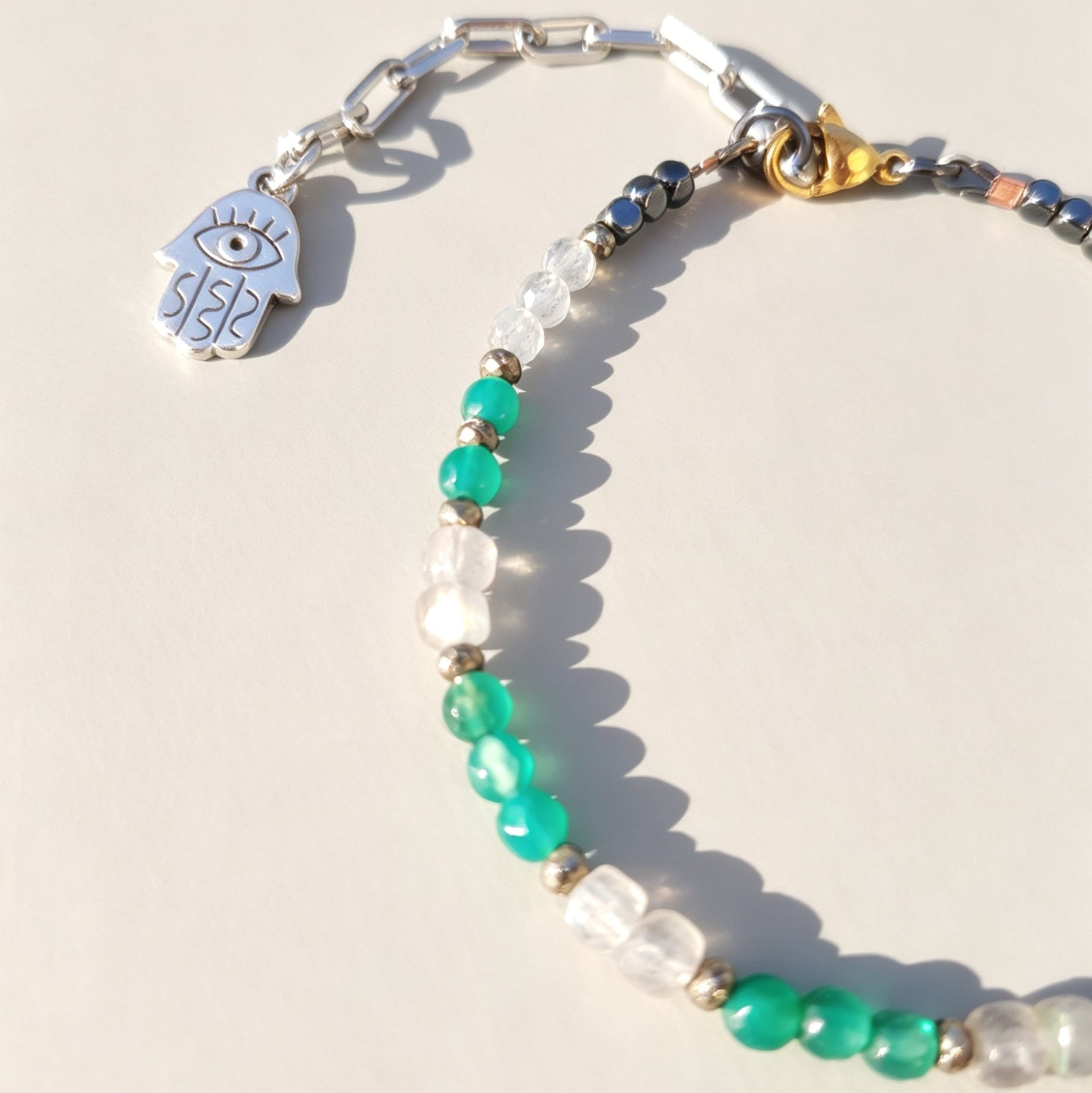 Emerald and Labradorite Gemstone Anklet