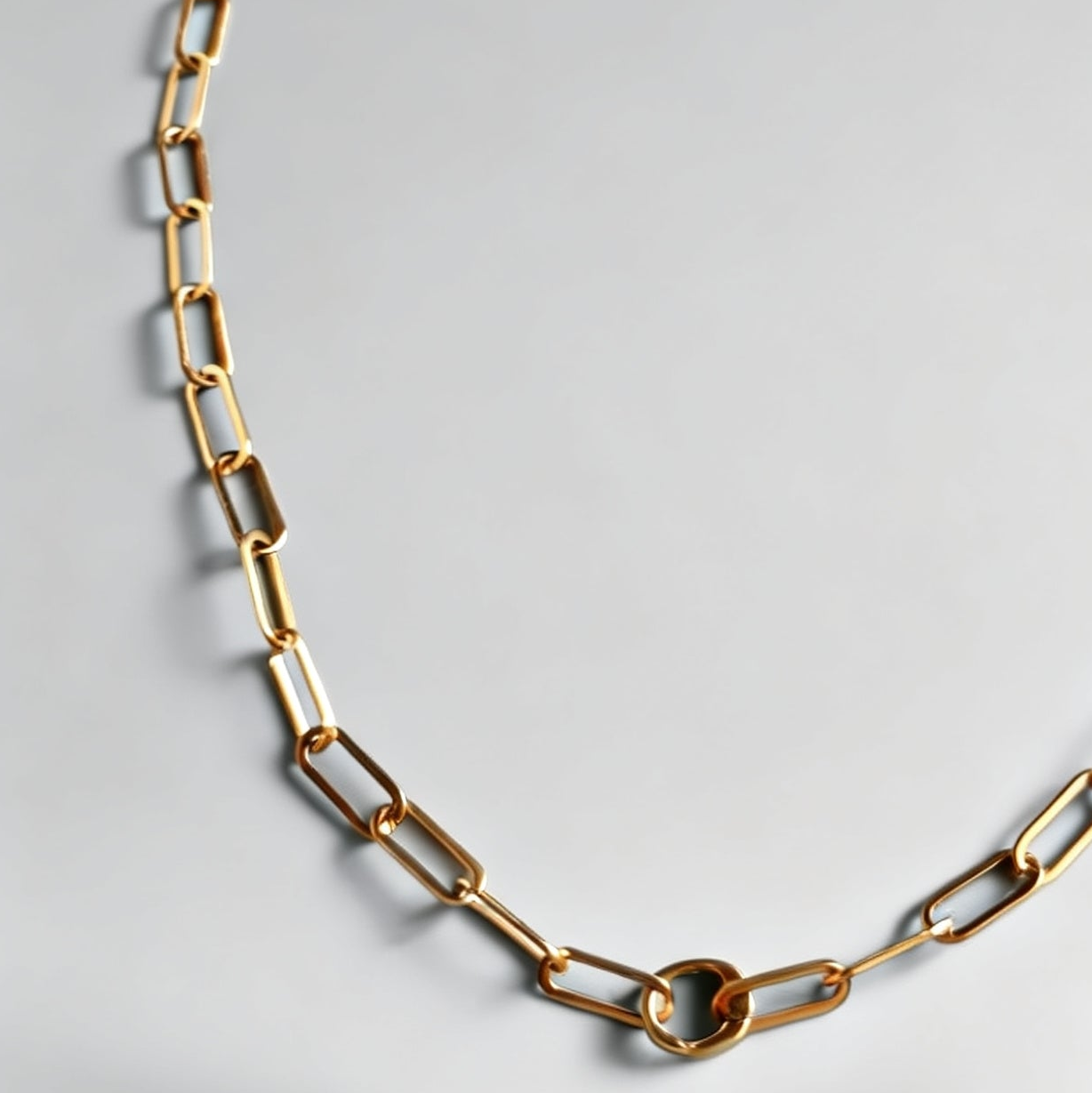 Chunky Paperclip Gold Necklace with Freedom Lock