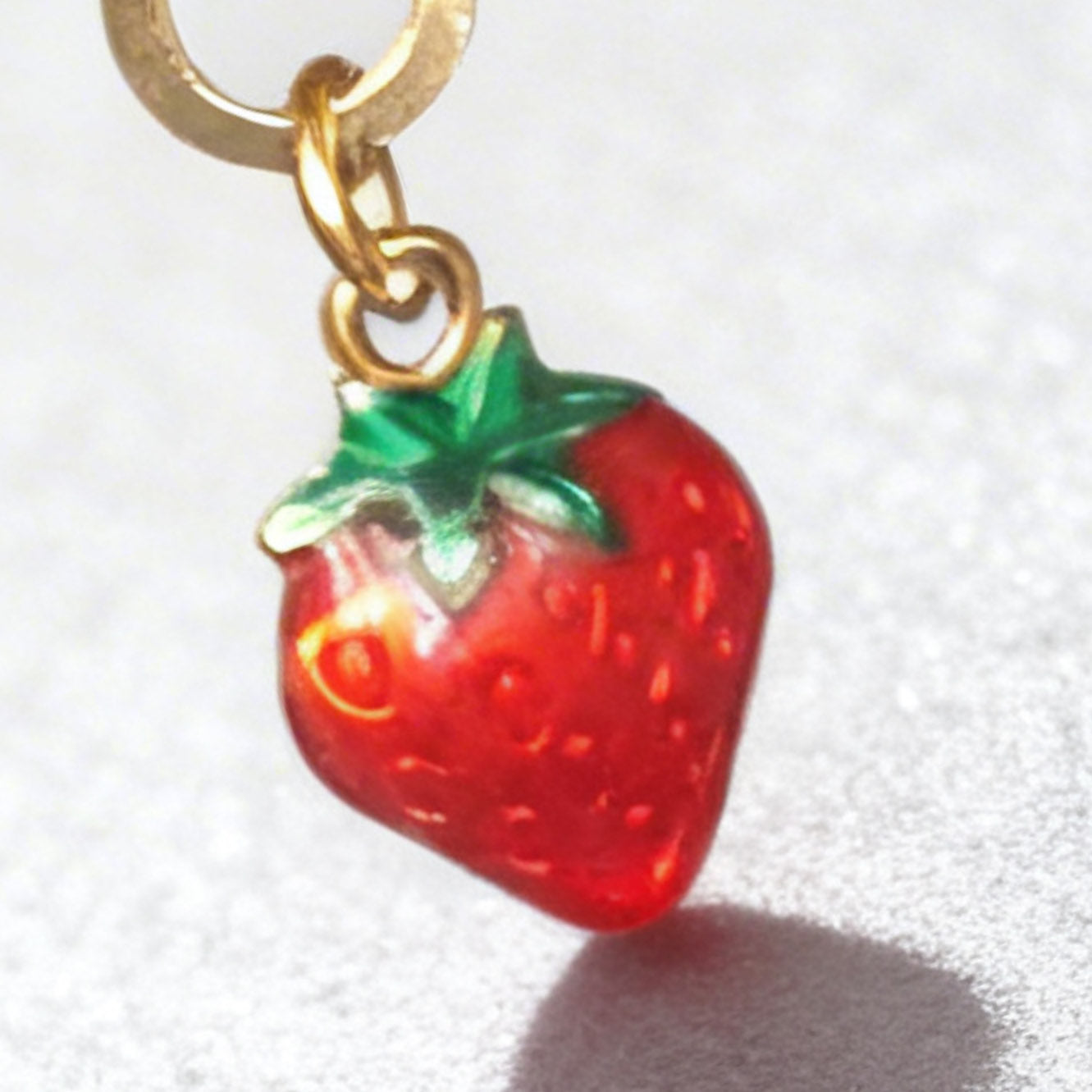 Sweet Strawberry Charm Classic Hex Huggie