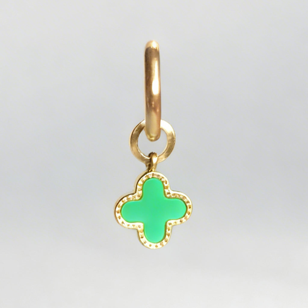 Emerald Clover Large Hoop Huggie