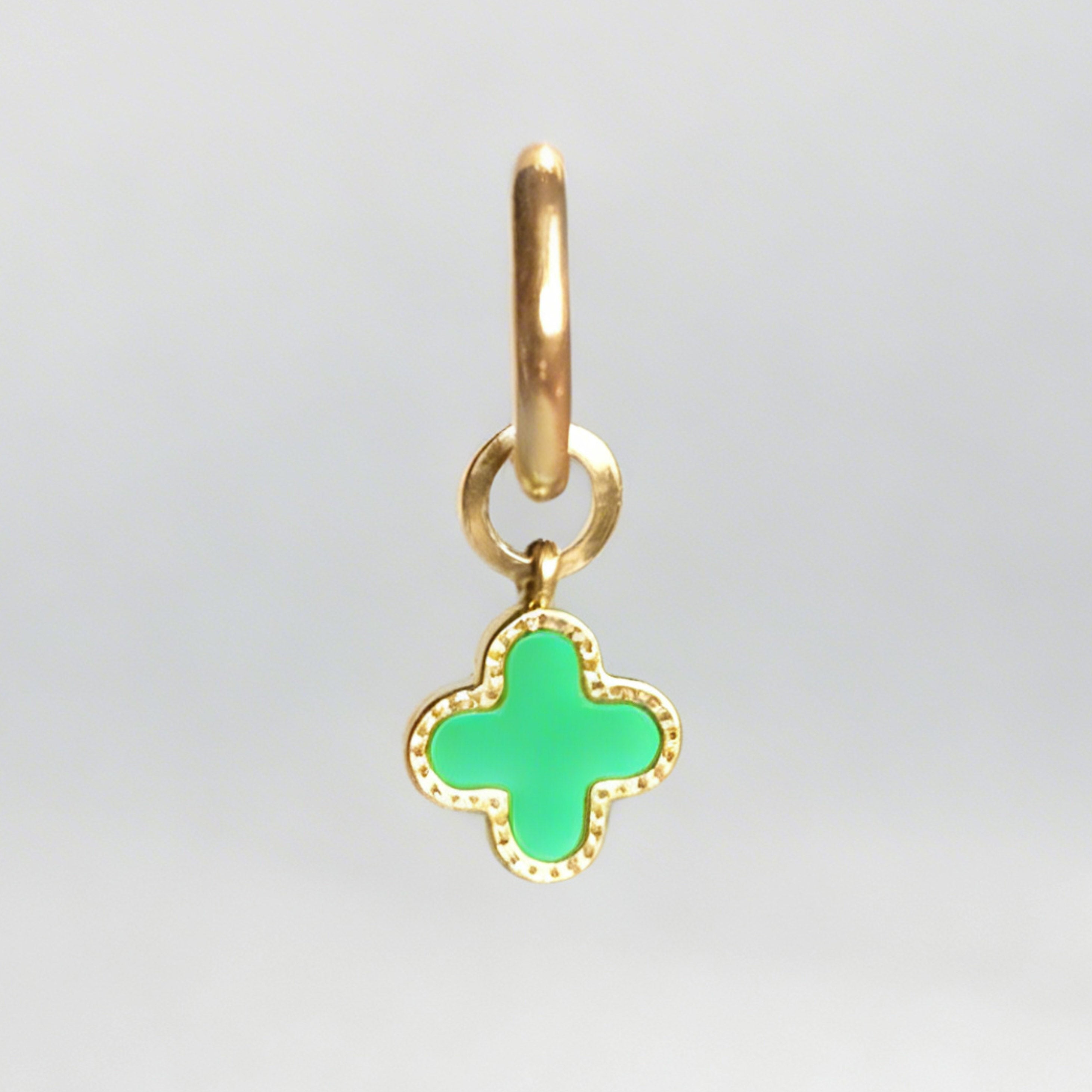 Emerald Clover Large Hoop Huggie