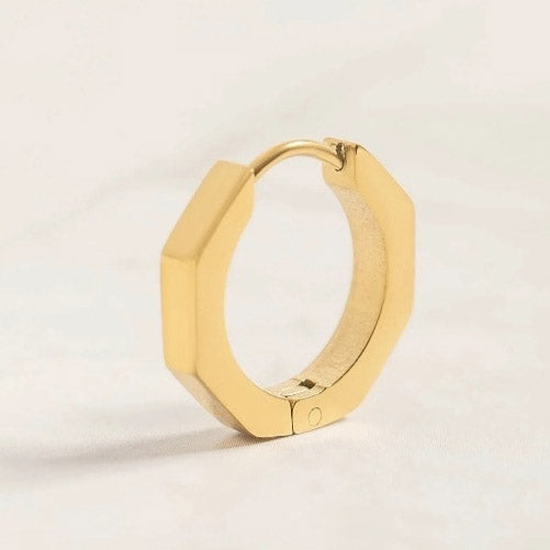 18K Gold PVD Hex Statement Huggie Hoops