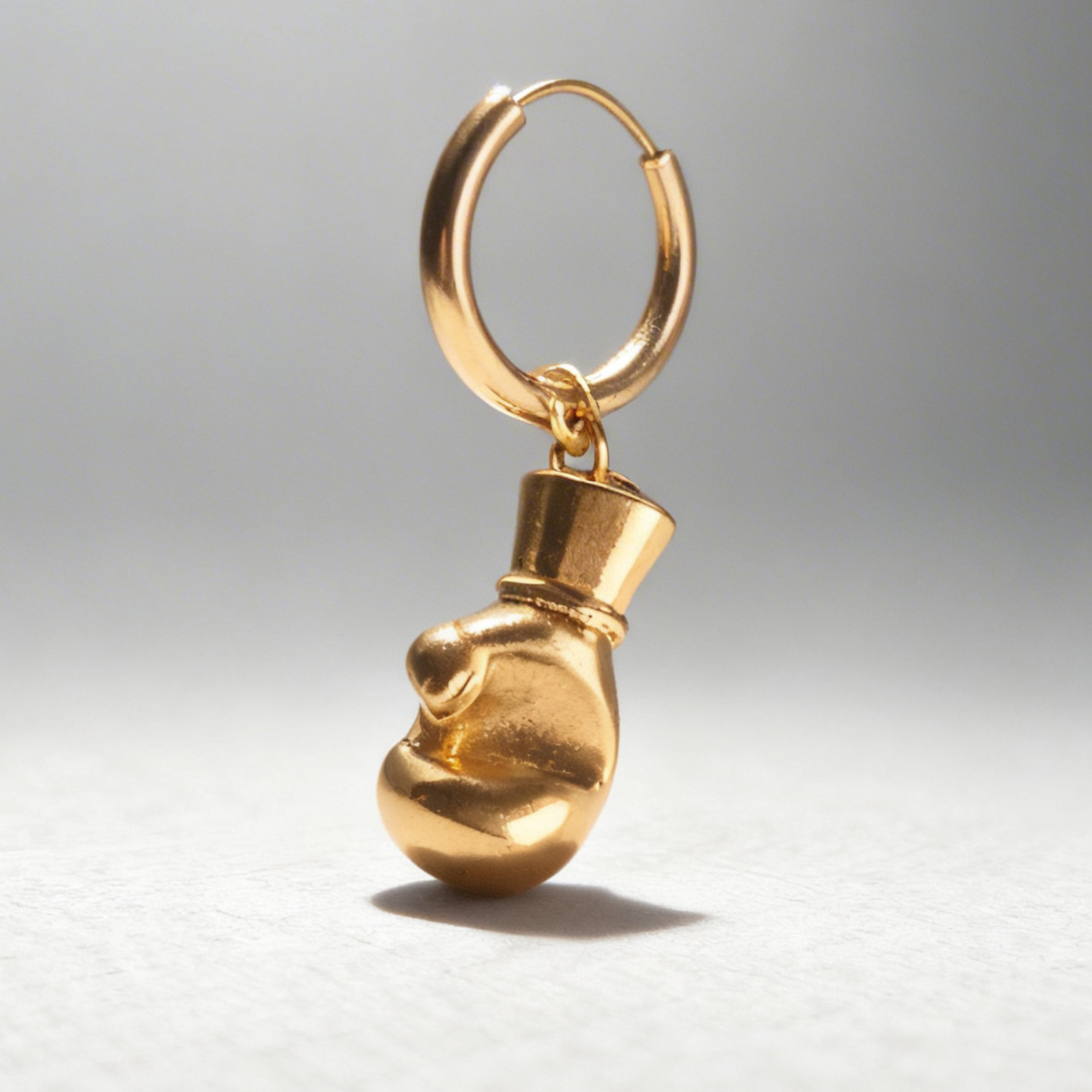 Golden Heavyweight Charm Large Hoop Huggie