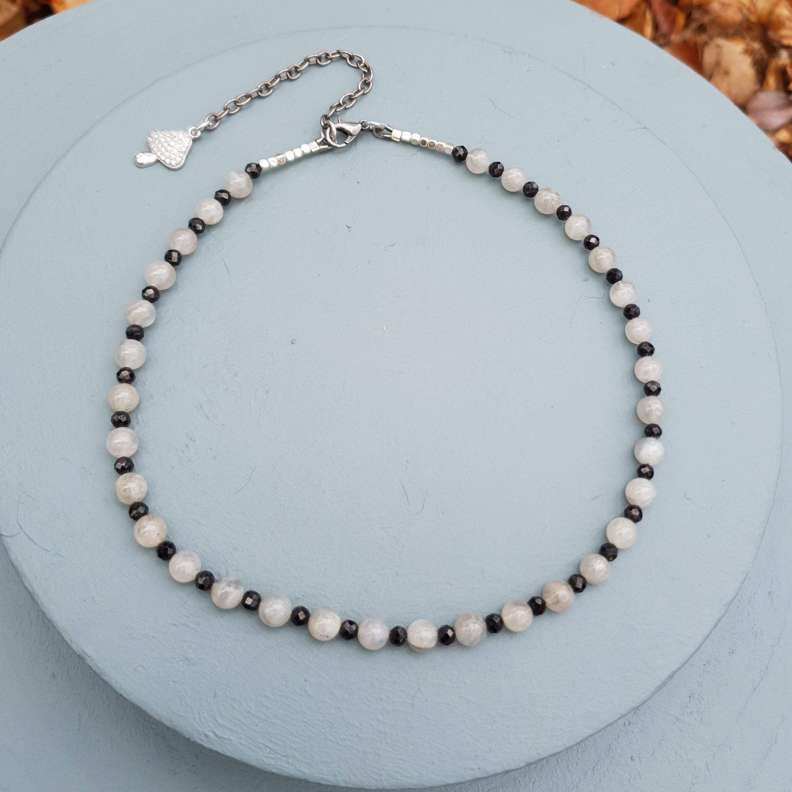 Moonstone & Black Spinel Gemstone Necklace