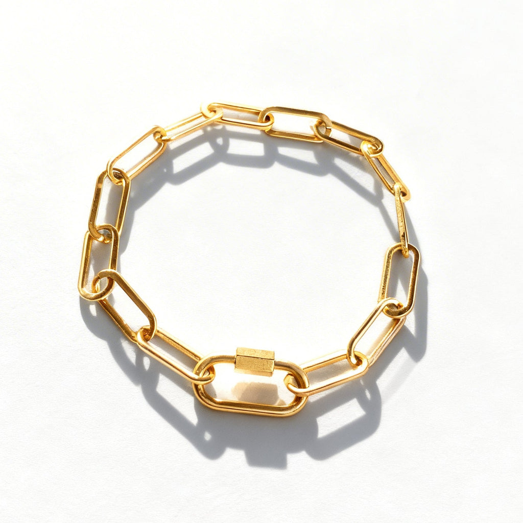 Gold Chunky Paperclip Chain Bracelet with Freedom Lock