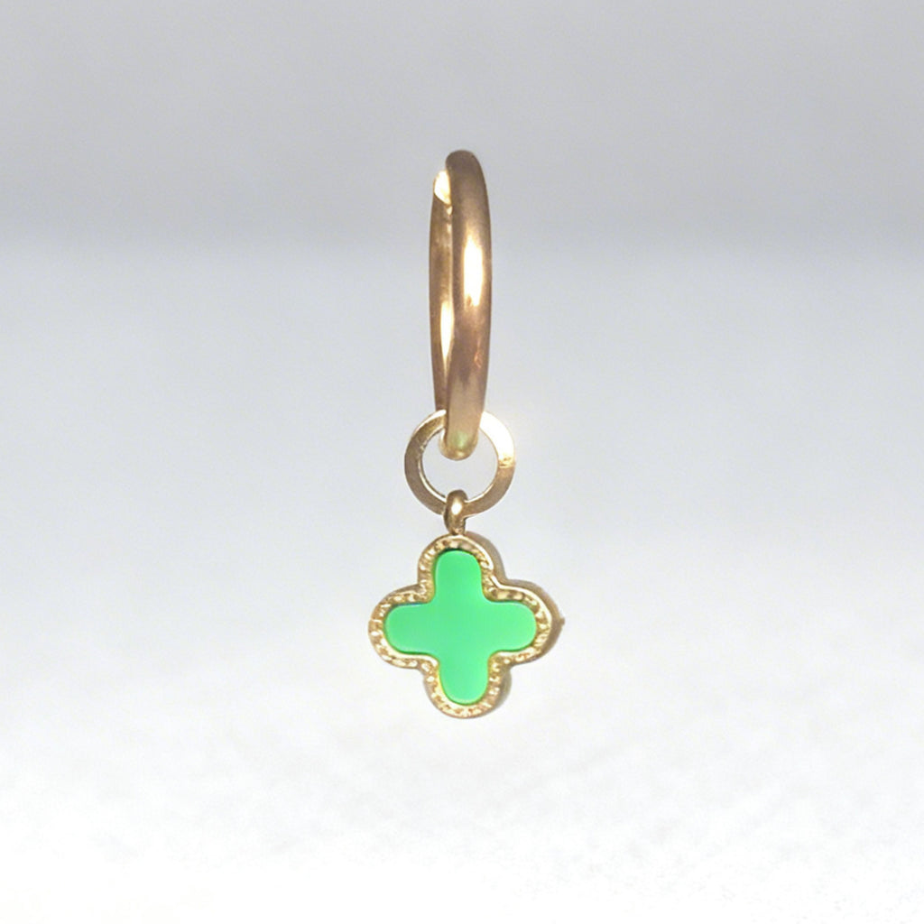 Emerald Clover Large Hoop Huggie