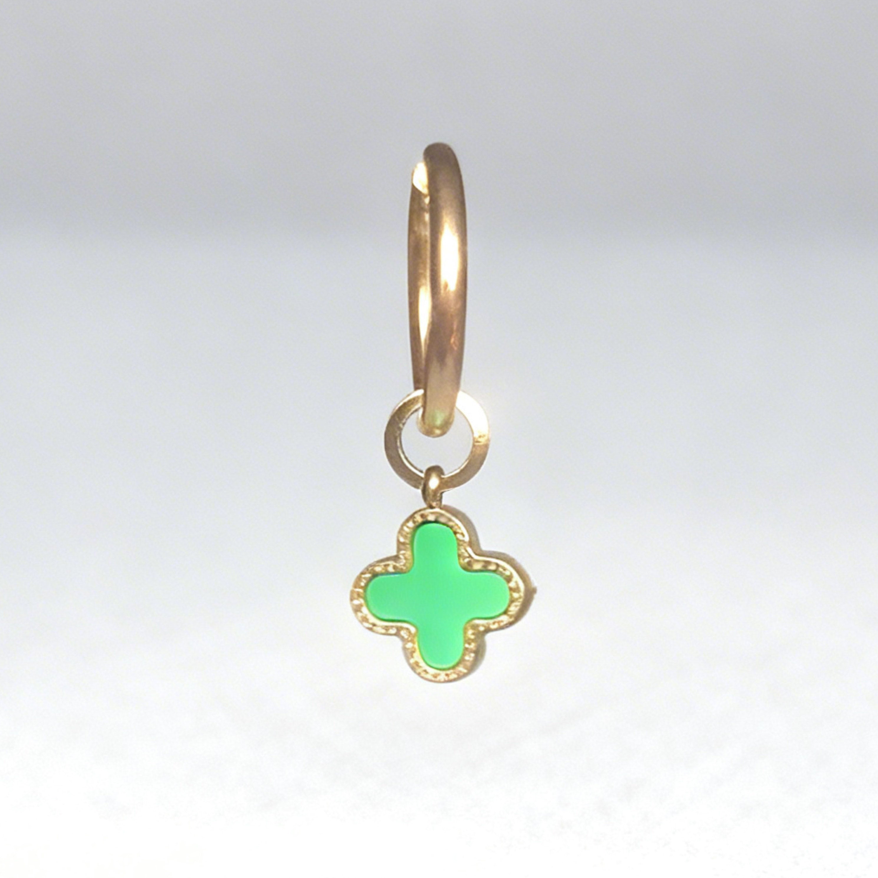 Emerald Clover Large Hoop Huggie