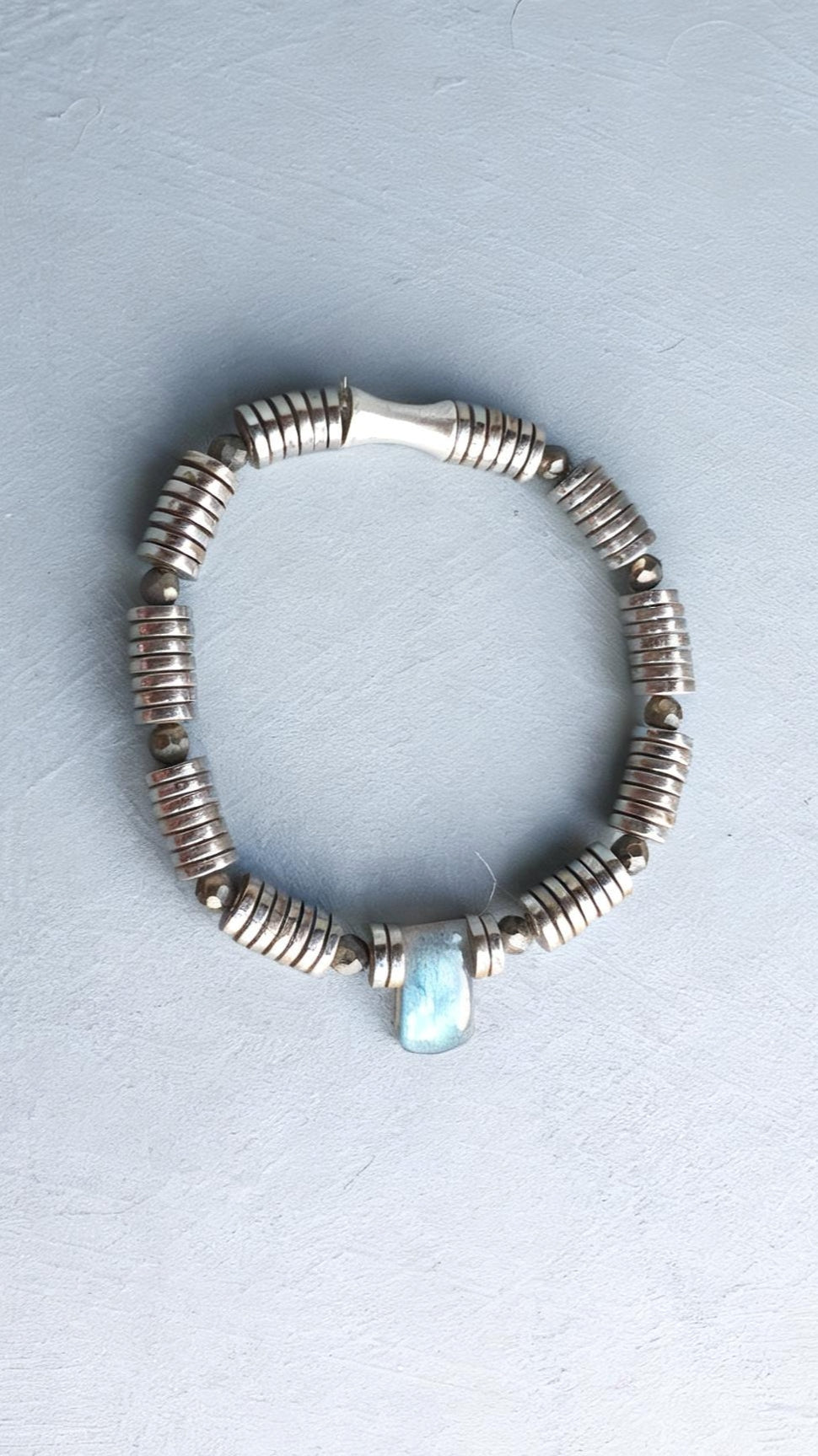 Green Flash Labradorite & Golden Hematite Stretch Bracelet