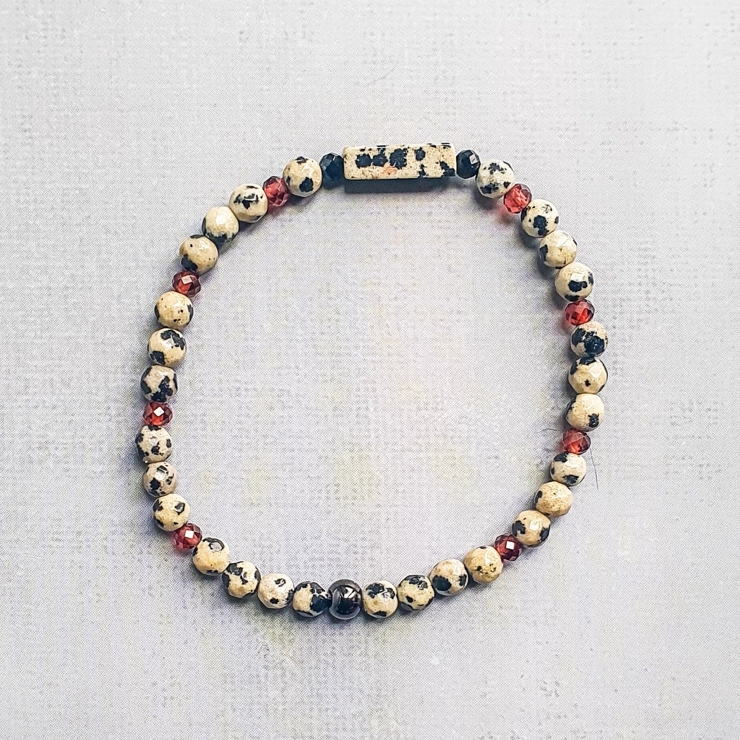 Jasper Dalmatian and Garnet Bracelet