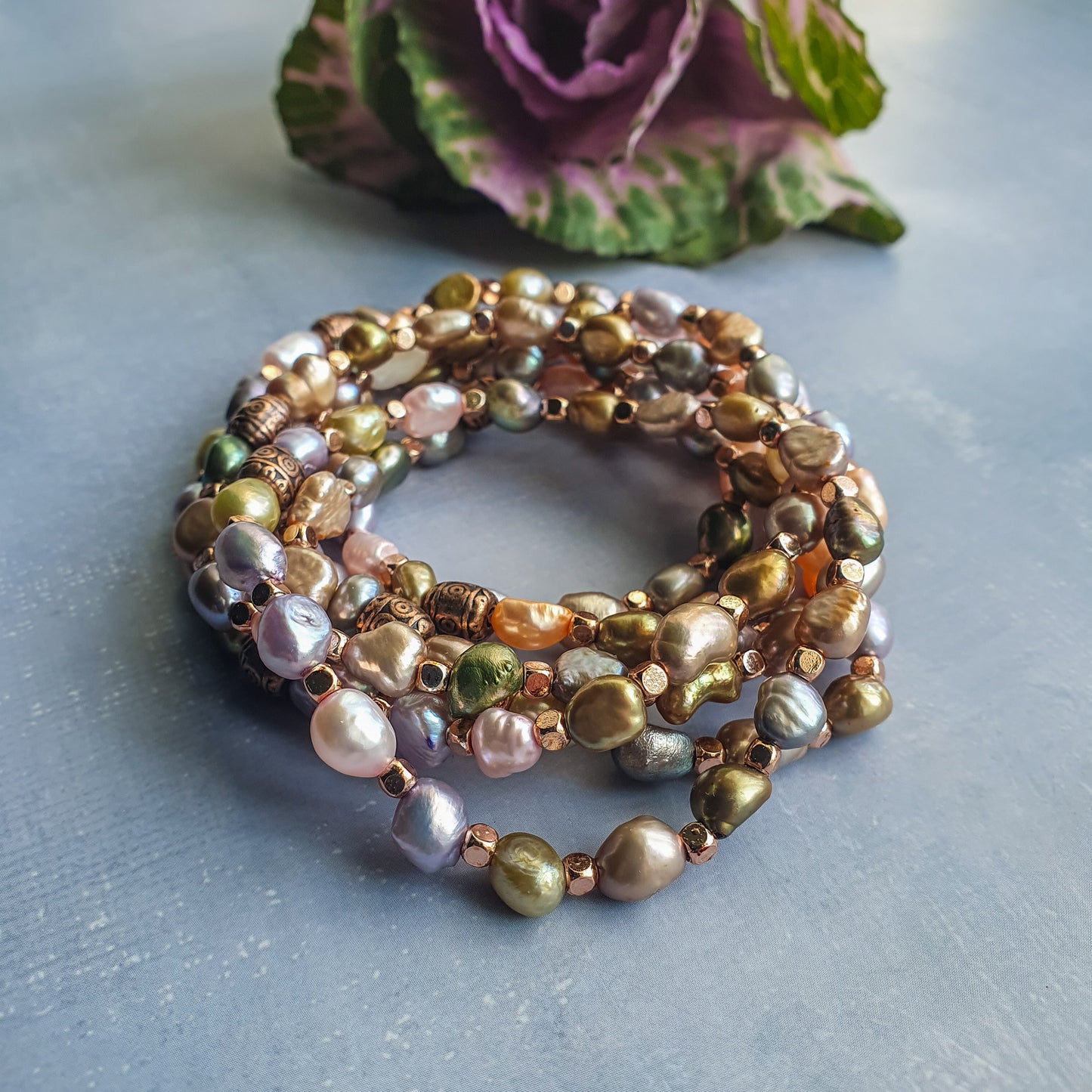 Serene Blush Pearl Beaded Bracelet