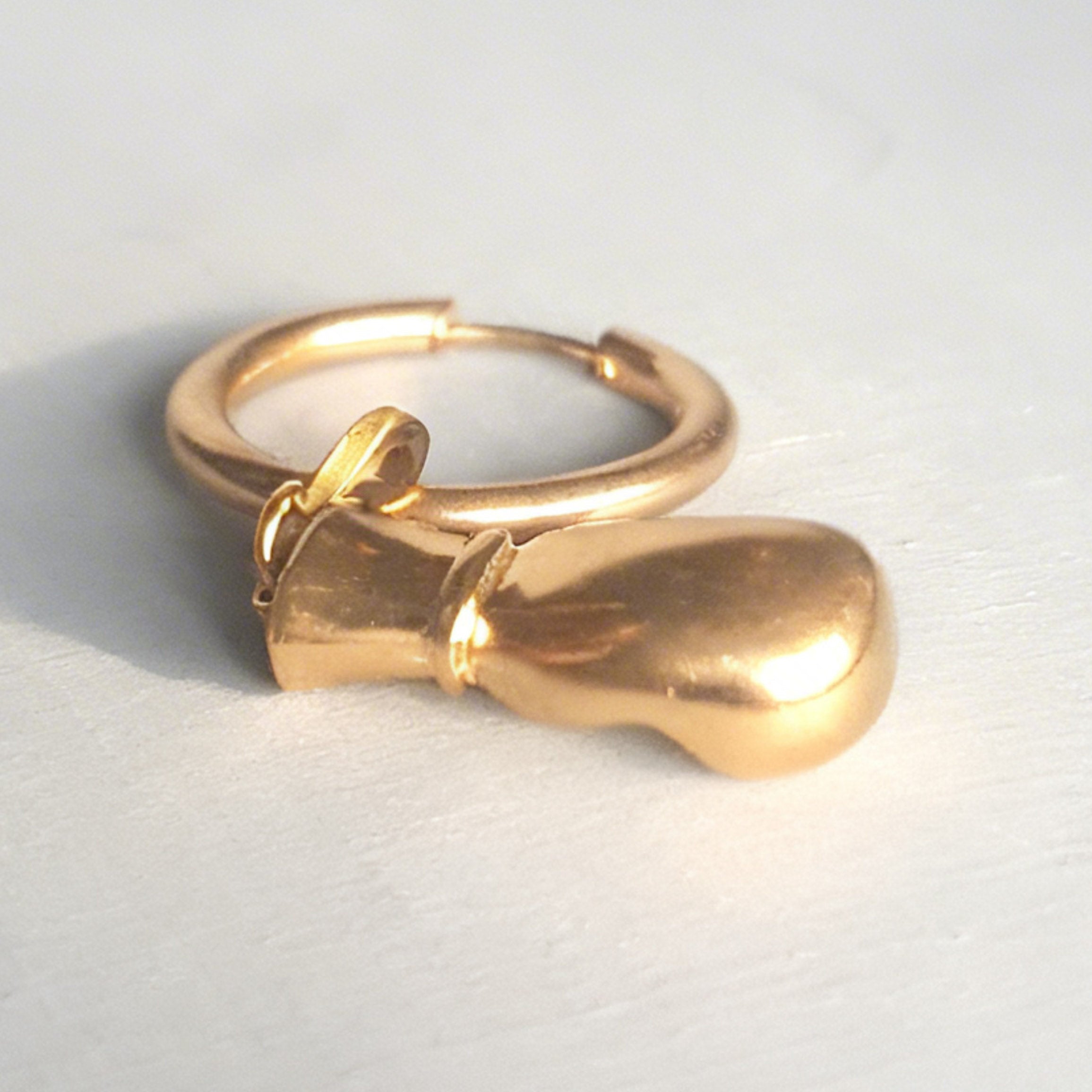 Golden Heavyweight Charm Large Hoop Huggie