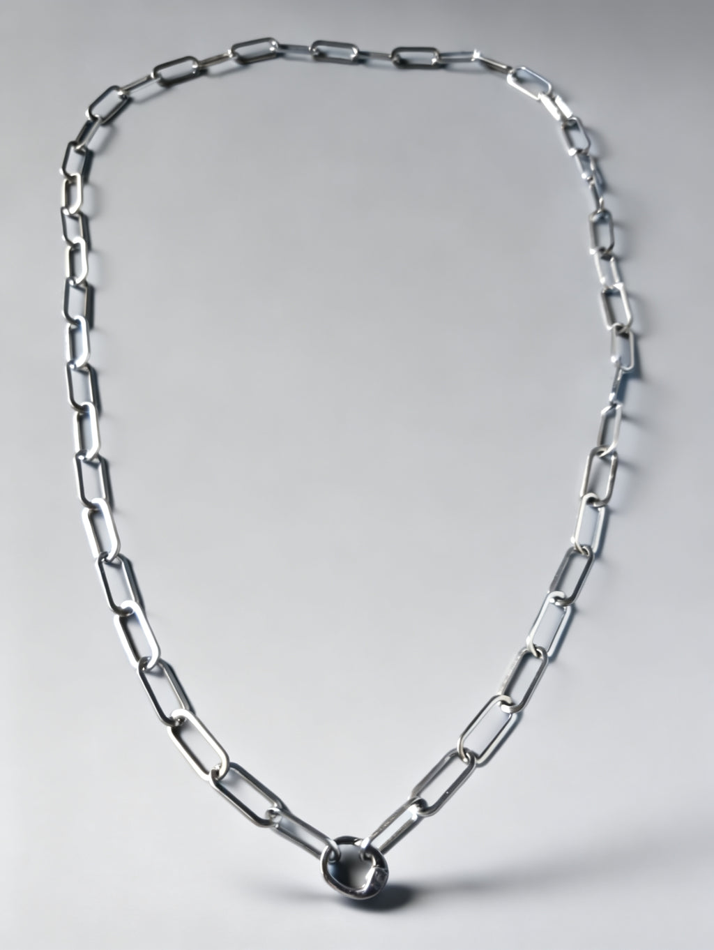 Chunky Paperclip Silver Necklace with Freedom Lock