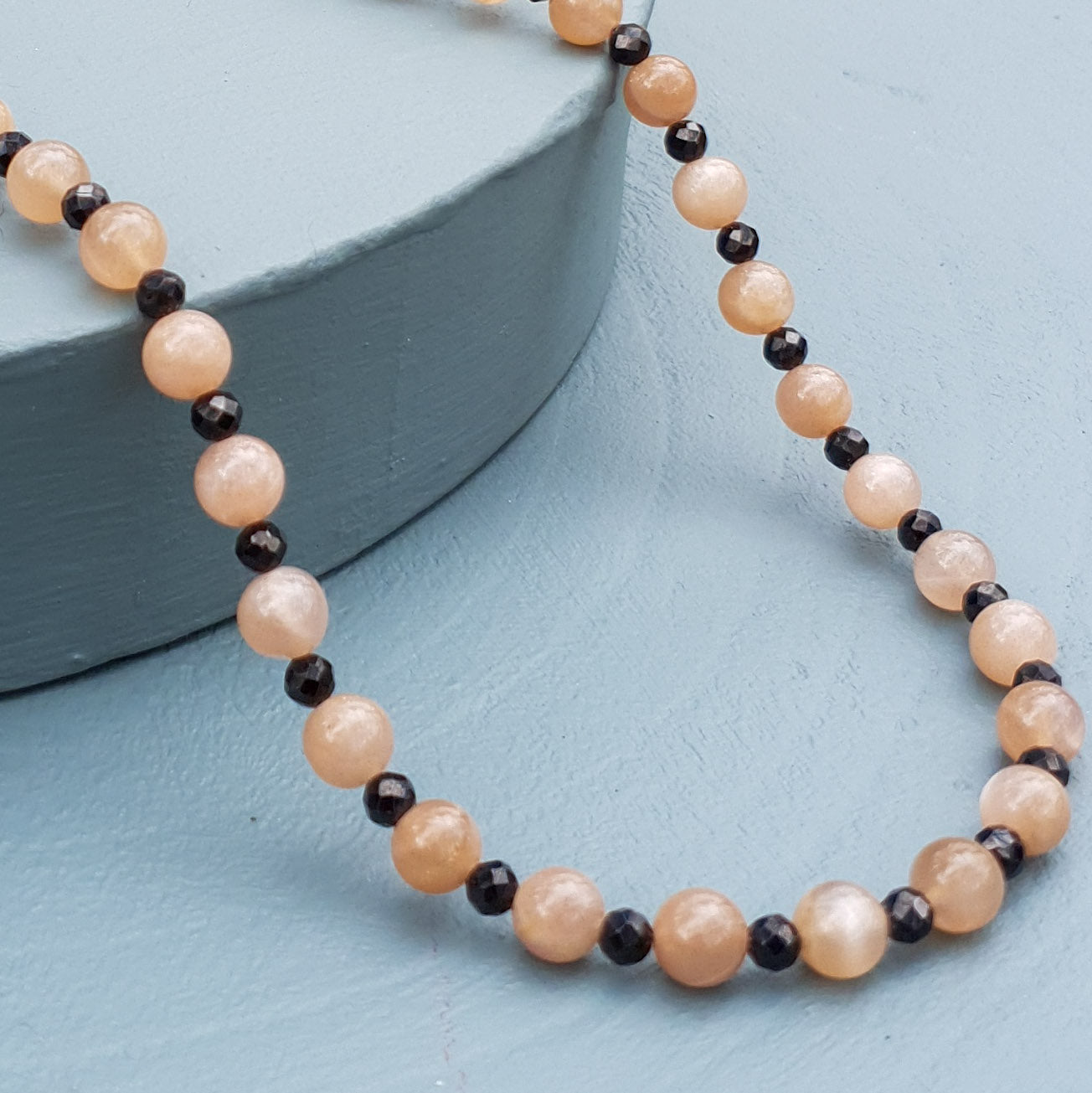 Sunstone & Black Spinel Gemstone Necklace