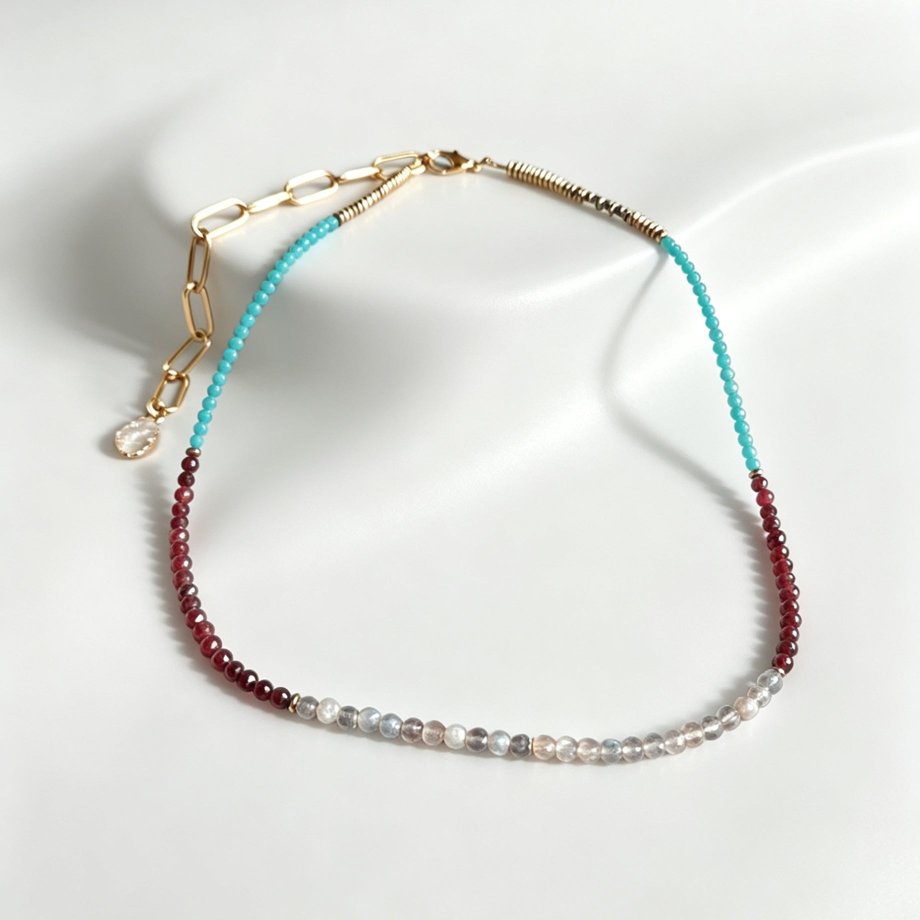 Neon Apatite, Labradorite & Garnet Gemstone Princesses Necklace