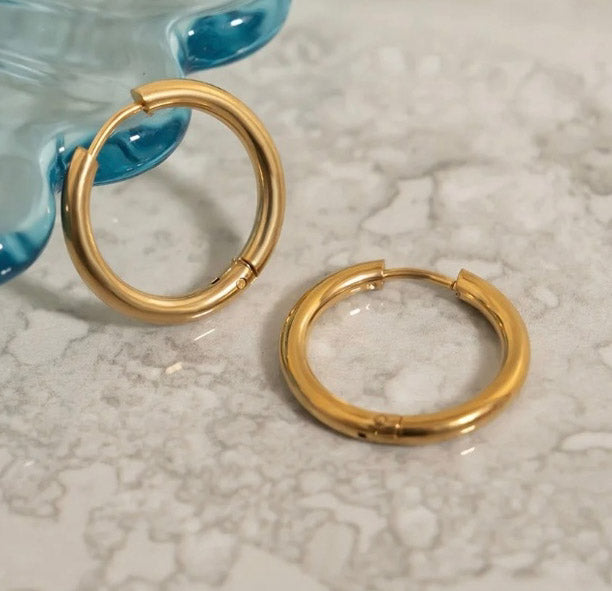 18K Gold PVD Huggie Hoops