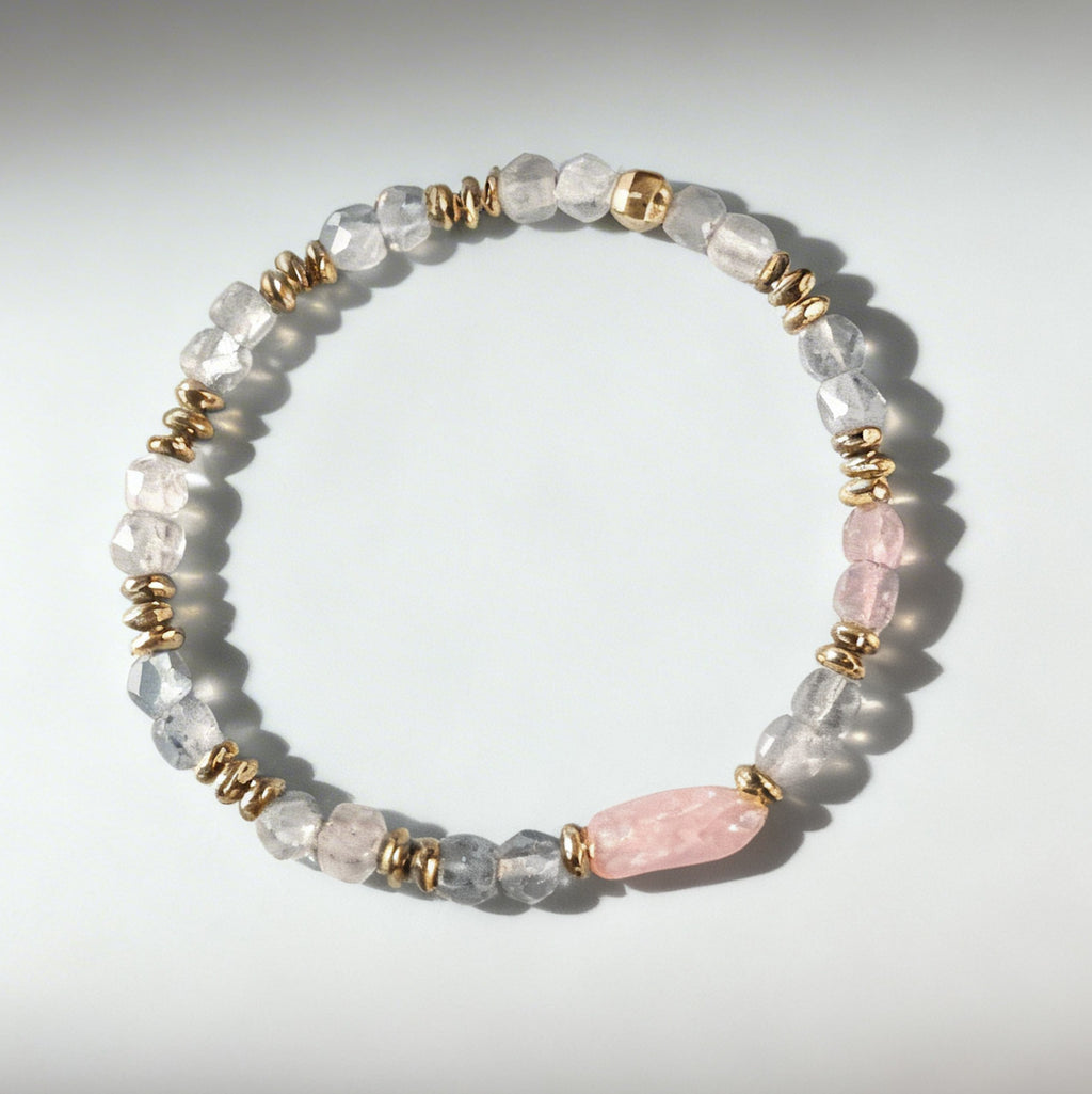 Delicate Labradorite, Freshwater Pearl and Pyrite Bracelet