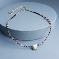 Golden Flash Labradorite Cuboid & Mixed Tourmaline Gemstone Necklace