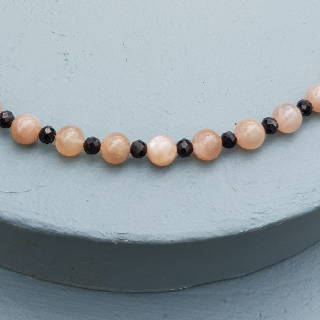 Sunstone & Black Spinel Gemstone Necklace