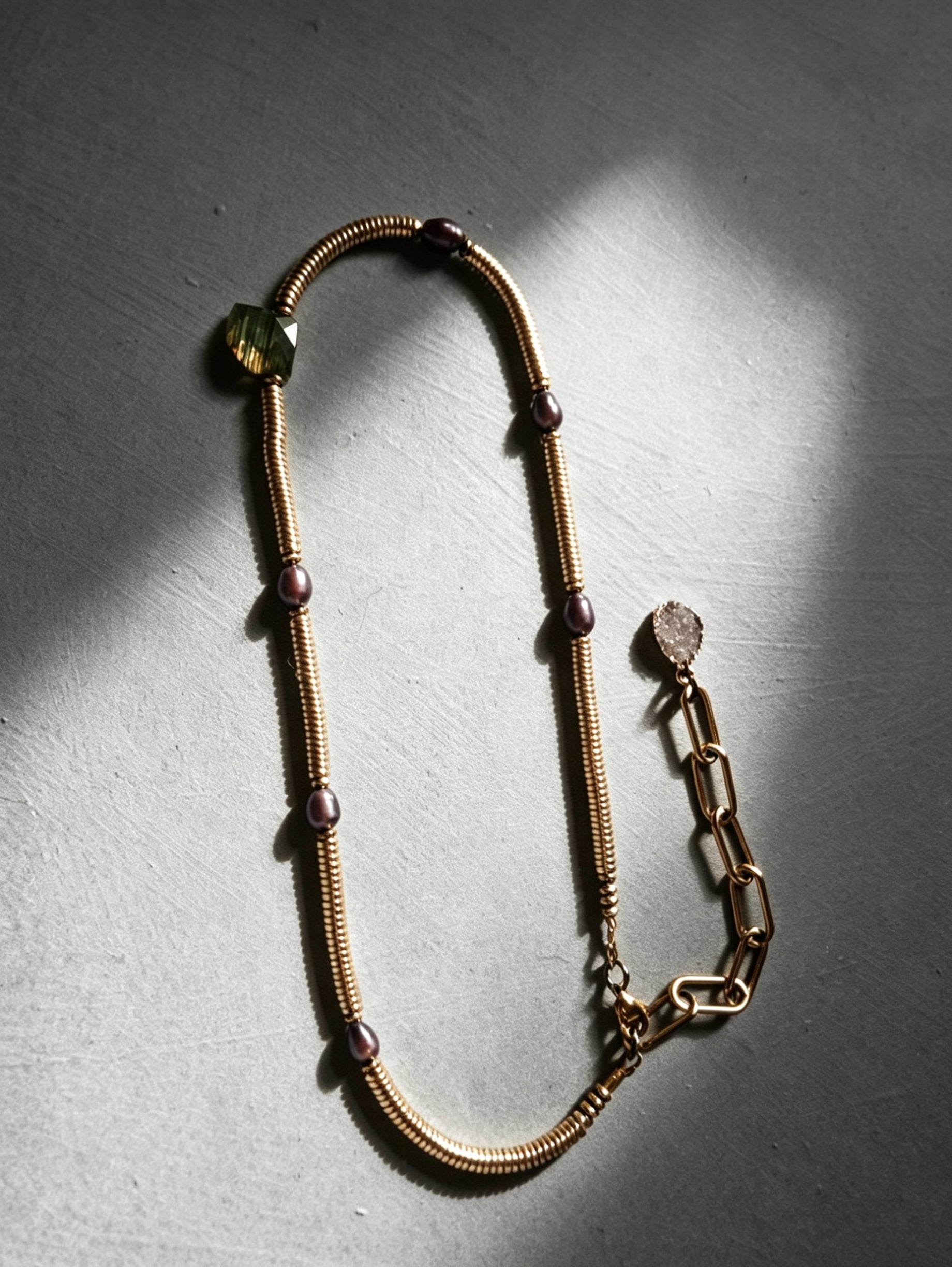 Labradorite, Baroque Pearl & Golden Hematite Necklace I