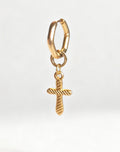 Gold Cross Charm Classic Hex Huggie